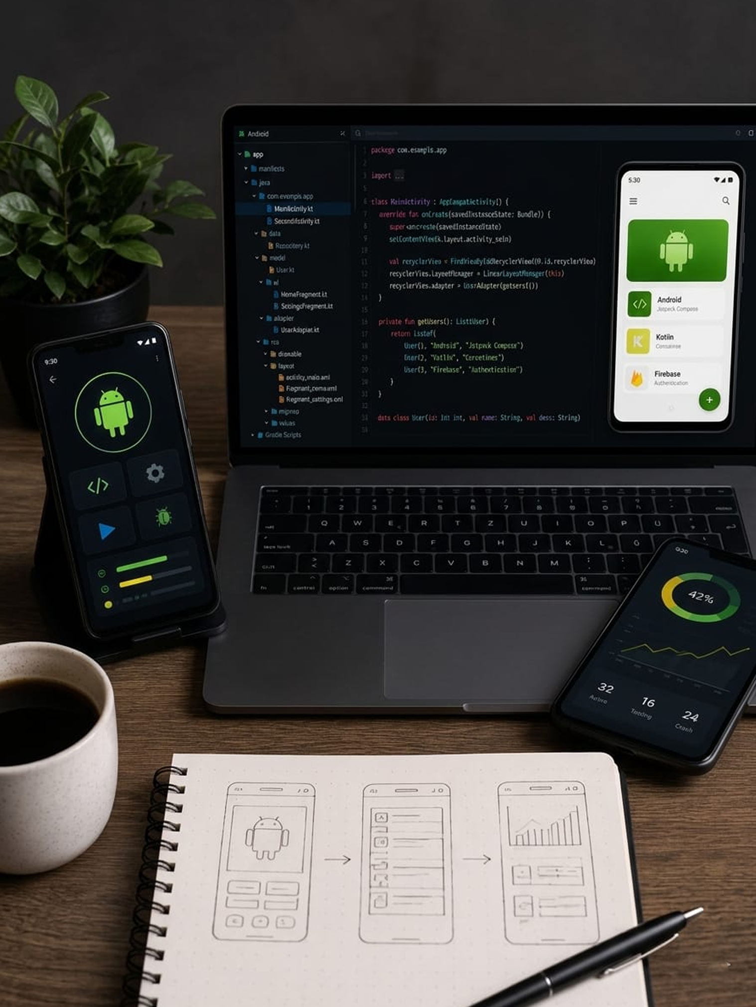 Android smartphone with app icons